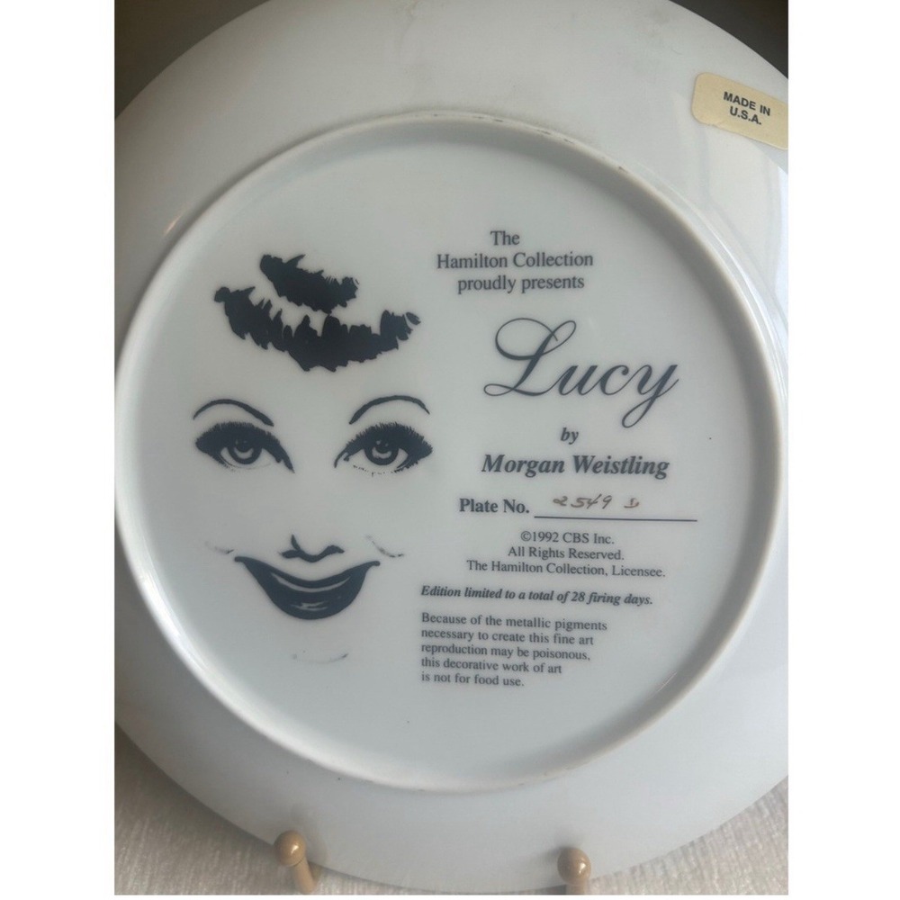 I Love Lucy 1992 Hamilton Collection Plate "Lucy" by Morgan Weistling - Picture 3 of 3